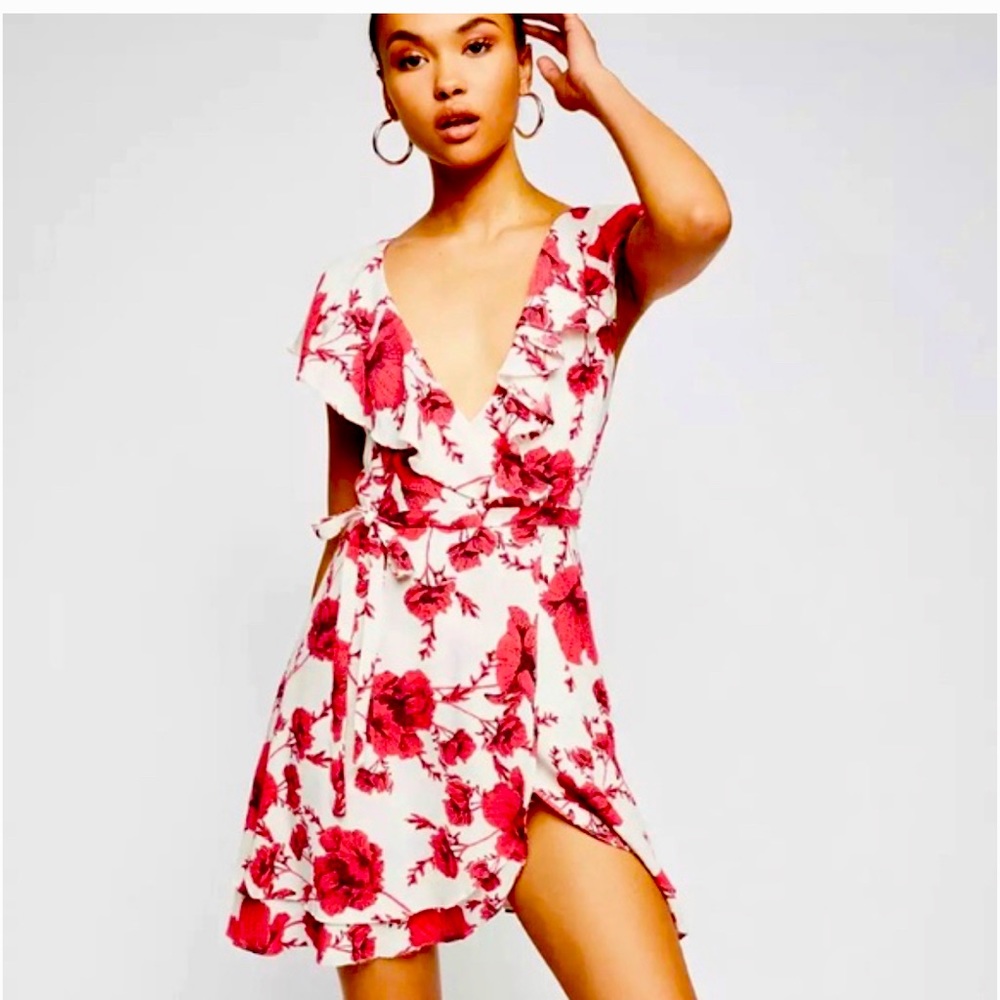 Free People French Quarter Floral Printed Mini Wrap Dress Size Small 🌸